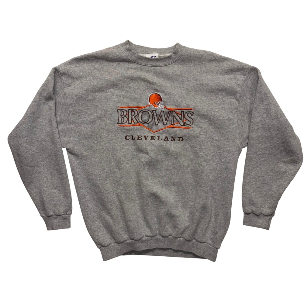 Vintage Logo Athletic Cleveland Browns Crewneck Sweatshirt Gray Mens Large NFL